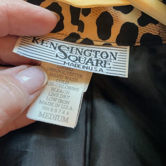 Kensington Sq. Animal Oversize Blazer Long Sleeve Pockets Partial Line M - Picture 5 of 7